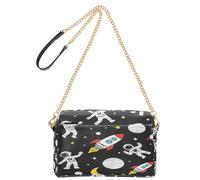 OWFKAY Bolsos cruzados para mujer, de piel sintética, cruzados, bandolera, bolsa de mensajero, correa ancha ajustable, patrón de astronauta, cohete, planeta, estrellas