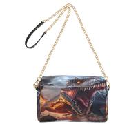 OWFKAY Bolsos cruzados para mujer, de piel sintética, cruzados, bandolera, bolsa de mensajero, correa ancha ajustable, dinosaurio, relámpago, volcán