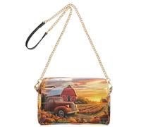 OWFKAY Bolsos cruzados para mujer, de piel sintética, cruzados, bandolera, bolsa de mensajero, correa ancha ajustable, color rojo, campo de otoño