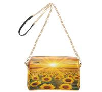 OWFKAY Bolsos cruzados para mujer, de piel sintética, cruzados, bandolera, bolsa de mensajero, correa ancha ajustable, campo de girasol