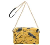 OWFKAY Bolsos cruzados para mujer, de piel sintética, cruzados, bandolera, bolsos de mensajero, correa ancha ajustable, patrón de rama de cuervo y murciélago