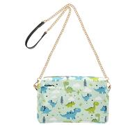 OWFKAY Bolsos cruzados para mujer, de piel sintética, cruzados, bandolera, correa ancha ajustable, dinosaurio, nubes, hierba, patrón de dibujos animados