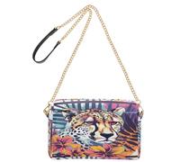 OWFKAY Bolsos cruzados para mujer, de piel sintética, cruzados, bandolera, correa ancha, ajustable, hojas tropicales, flores, leopardo