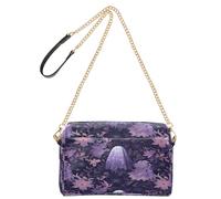 OWFKAY Bolsos cruzados para mujer, de piel sintética, cruzados, bandolera, correa ancha ajustable, patrón de flores fantasmas moradas