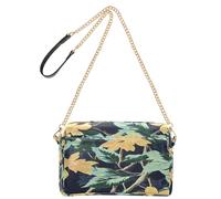 OWFKAY Bolsos cruzados para mujer, de piel sintética, cruzados, bandolera, correa ancha ajustable, patrón de hojas tropicales