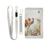 OWFKAY Carteras para niños y niñas, billetera triple para niños y niñas, perro pequeño persiguiendo una mariposa con cremallera y bolsillo para monedas, monedero de regalo, Dog Chasing a Butterfly