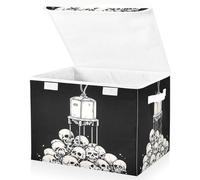 OWFKAY Contenedores de almacenamiento plegables grandes de tela con tapas, 16.5 x 12.6 x 11.8 pulgadas, máquina de garras rellenas de calaveras, cajas de almacenamiento plegables, contenedores