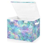 OWFKAY Contenedores grandes de almacenamiento plegables de tela con tapas, 16.5 x 12.6 x 11.8 pulgadas, bloques de colores abstractos de colores, cajas de almacenamiento plegables, contenedores