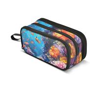OWFKAY Corals Under The Sea - Estuche escolar de gran capacidad para niños y niñas, con 3 compartimentos, organizador de artículos de papelería para el regreso a clases