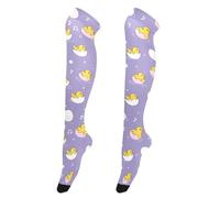 OWFKAY Duck Egg - Calcetines altos hasta la rodilla para mujer, calcetines largos por encima de la rodilla, suaves