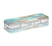 OWFKAY Estuche con suministros de dos tortugas marinas de plástico transparente, organizador de lápices de doble capa, soporte para bolígrafos para la escuela