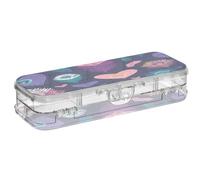 OWFKAY Estuche con suministros de plumas de pavo real, caja organizadora de lápices de plástico transparente, caja de almacenamiento de lápices de doble capa para la escuela