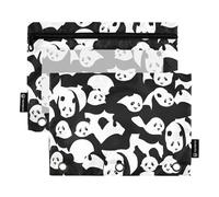 OWFKAY Estuche para carpetas de 3 anillas, paquete de 2 unidades, 3 agujeros con cremallera con ventana transparente, patrón de oso panda 8, Patrón de oso panda 8, one sizex2, Neceser