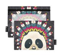 OWFKAY Estuche para carpetas de 3 anillas, paquete de 2 unidades, 3 agujeros con cremallera con ventana transparente, oso panda de dibujos animados 4, Cartoon Panda Bear4, one sizex2, Neceser