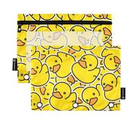 OWFKAY Estuche para carpetas de 3 anillas, paquete de 2 unidades, 3 agujeros con cremallera y ventana transparente, bonito pato amarillo, Bonito pato amarillo, one sizex2, Neceser