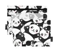 OWFKAY Estuche para carpetas de 3 anillas, paquete de 2 unidades, 3 agujeros con cremallera y ventana transparente, bonito oso panda, Bonito oso panda, one sizex2, Neceser