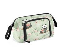 OWFKAY Estuche para lápices de gran capacidad, organizador para escuela, universidad, oficina, para adolescentes, niñas, adultos, estudiantes, diseño de panda para beber té, Patrón de panda bebiendo