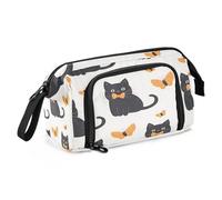 OWFKAY Estuche para lápices de gran capacidad, organizador para escuela, universidad, oficina, para adolescentes, niñas, adultos, estudiantes, un gato negro con un patrón de pajarita, Un gato negro