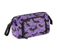 OWFKAY Estuche para lápices de gran capacidad, organizador para escuela, universidad, oficina, para adolescentes, niñas, adultos, estudiantes, polillas negras sobre un patrón de fondo morado, Polillas