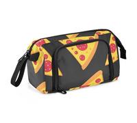 OWFKAY Estuche para lápices de gran capacidad, organizador para escuela, universidad, oficina, para adolescentes, niñas, adultos, estudiantes, rebanadas de pizza de pepperoni en patrón negro