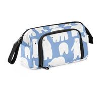 OWFKAY Estuche para lápices de gran capacidad, organizador para escuela, universidad, oficina, para adolescentes, niñas, adultos, estudiantes, bonito patrón de osos polares, Bonito patrón de osos