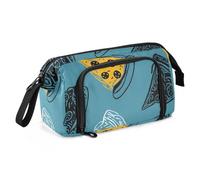 OWFKAY Estuche para lápices de gran capacidad, organizador para escuela, universidad, oficina, para adolescentes, niñas, adultos, estudiantes, patrón de pizza dibujado a mano