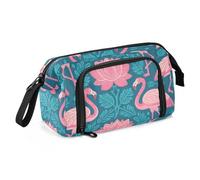 OWFKAY Estuche para lápices de gran capacidad, organizador para escuela, universidad, oficina, para adolescentes, niñas, adultos, estudiantes, diseño de flamenco y loto, Patrón de loto flamenco, Talla