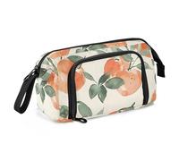 OWFKAY Estuche para lápices de gran capacidad, organizador para escuela, universidad, oficina, para adolescentes, niñas, adultos, estudiantes, acuarelas, naranjas y hojas, Patrón de hojas de naranjas