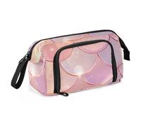 OWFKAY Estuche para lápices de gran capacidad, organizador para escuela, universidad, oficina, para adolescentes, niñas, adultos, estudiantes, patrón de escamas de dragón de oro rosa, Patrón de