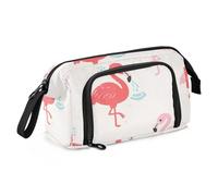 OWFKAY Estuche para lápices de gran capacidad, organizador para escuela, universidad, oficina, para adolescentes, niñas, adultos, estudiantes, patrón de flamenco rojo y rosa, Patrón de flamenco rojo y