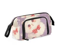 OWFKAY Estuche para lápices de gran capacidad, organizador para escuela, universidad, oficina, para adolescentes, niñas, adultos, estudiantes, un gato con un patrón de lazo de lunares rojos, Un gato