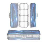 OWFKAY Estuche pequeño con suministros de plástico transparente de arrecife de tortugas marinas, organizador de lápices de doble capa, soporte para bolígrafos para la escuela