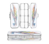 OWFKAY Estuche pequeño con suministros de tortugas marinas, acuarela, colorido, plástico, transparente, organizador de lápices de doble capa, soporte para bolígrafos para la escuela