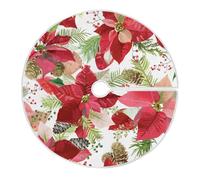 OWFKAY Falda de árbol de Navidad, flor de Pascua de invierno, 47.2 x 47.2 pulgadas, falda de árbol perfecta para Navidad, fiestas, vacaciones, decoración del hogar