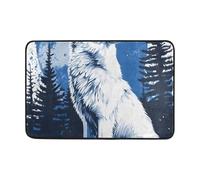 OWFKAY Felpudo de bienvenida, diseño de lobo, aullido, sala de estar, cocina, decoración del hogar, interior y exterior, 60 x 40 cm