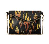 OWFKAY Flame Fire - Bolso de mano de piel para mujer, bolso de hombro cruzado con correa de cadena de muñeca