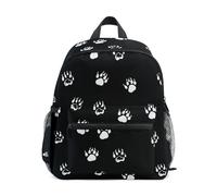 OWFKAY Footprint - Mochilas infantiles negras para niños, mochila pequeña para guardería o escuela