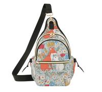 OWFKAY Fox Rabbit Flower Sling Bag para mujeres y hombres, bolsa cruzada antirrobo para viajes, senderismo