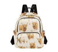 OWFKAY Highland Cow Bison - Mochila pequeña para mujer, mochila para escuela, viajes, antirrobo, casual, Highland Cow Bison, S, Mochila para mujer