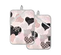 OWFKAY Juego de 2 soportes para ollas, diseño de corazones de amor, esenciales de cocina, resistente al calor, 170 ℃ de grosor y seguro, 18 x 25 cm