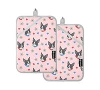 OWFKAY Juego de 2 soportes para ollas, diseño de corazones florales para perros, esenciales de cocina, resistente al calor, 170 ℃ de grosor y seguro, 18 x 25 cm