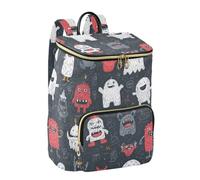OWFKAY Mochila de moda para mujer, mochila universitaria, antirrobo, mochila de viaje, bolsa de hombro, bolsa de libros, para hombre, diseño de monstruo, rojo, blanco y gris