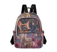 OWFKAY Mochila escolar para niñas y mujeres, adolescentes, escuela, secundaria, casual, mini bolsa pequeña, mochila de día, talla S, rosa roja, ciervo sika, Red Rose Sika Deer, S