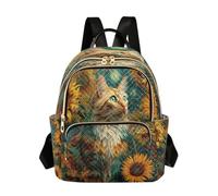 OWFKAY Mochila escolar para niñas y mujeres, adolescentes, escuela, secundaria, casual, mini bolsa pequeña, bolso de día, pequeño, pequeño, pequeño, gato, girasol, Girasol colorido de gato, M
