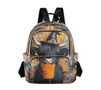 OWFKAY Mochila escolar para niñas y mujeres, adolescentes, escuela, secundaria, casual, mini bolsa pequeña para libros, mochila de día S, Halloween, vaca de las tierras altas, Halloween Highland Cow