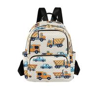 OWFKAY Mochila escolar para niñas y mujeres, adolescentes, escuela, secundaria, casual, mini bolsa pequeña, mochila de día, talla S, azul y amarillo, patrón de coche y camión, Patrón de coche y camión