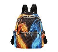 OWFKAY Mochila escolar para niñas y mujeres, adolescentes, escuela, secundaria, casual, mini mochila pequeña, mochila de día, S, dos dragones con fuego, Dos dragones con fuego, S