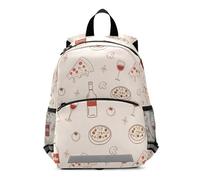 OWFKAY Mochila para niños pequeños con sabor a pizza y vino para guardería, mochilas escolares para niñas y niños, mochila pequeña