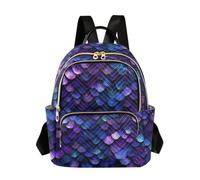 OWFKAY Mochila pequeña con escamas de pescado moradas para mujer, mochila pequeña para niñas, mochila escolar, viajes, antirrobo, casual, Escamas de pescado moradas, S, Mochila para mujer