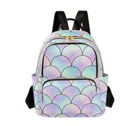 OWFKAY Mochila pequeña holográfica de escamas de sirena para mujer, mochila pequeña para niñas, mochila escolar, viajes, antirrobo, casual, Escama holográfica de sirena, M, Mochila para mujer